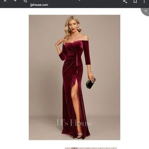 JJs HOUSE Black Off The Shoulder Draped Full Length Formal Evening Gown Sz 14